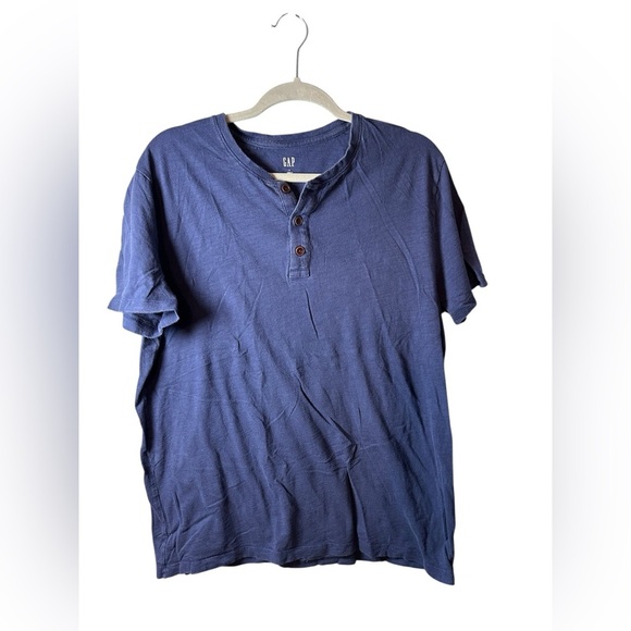 GAP Lived-In Henley T-Shirt Navy Blue Size L - Picture 1 of 3
